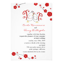 Lovebirds y flores de cerezo que casan invitacione comunicado personal  