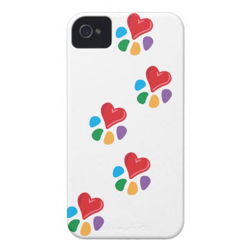 Lover_Heart-Paw_footprints animal Case-Mate iPhone 4 Carcasas