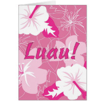 luau en la invitación rosada felicitaciones