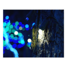 Luces azules en una impresión de la foto del navid