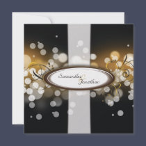 Luces brillantes del monograma del oro de la invit invitaciones