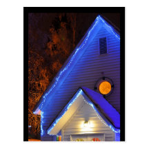 Luces de la iglesia del invierno en Alaska Tarjetas Postales
