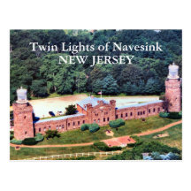Luces gemelas de Navesink, postal de New Jersey