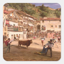Lucha de entrenamiento en Vizcaya, 1869 Calcomania Cuadradas Personalizadas