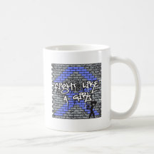 Lucha de la pared de la pintada del cáncer de estó taza de café