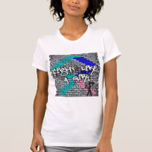 Lucha de la pared de la pintada del cáncer de tiro camisetas