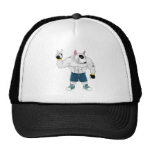 lucha de perro de bull terrier gorros  