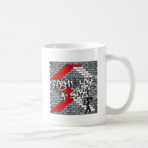 Lucha oral de la pared de la pintada del cáncer co tazas de café