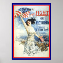 LUCHA patriótica de la guerra mundial o poster de 
