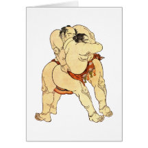 Luchadores del sumo de Hokusai Felicitación