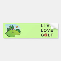 Lugar feliz Golfing del agujero del campo de golf Pegatina De Parachoque