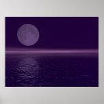 Luna azul del agua púrpura impresiones