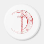 Luna céltica y espada (rojas) imán para frigorífico