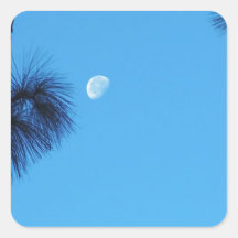 luna de la luz del día calcomanía cuadrada