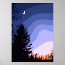 Luna de la puesta del sol posters