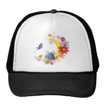 Luna, flores y mariposas gorras de camionero