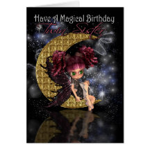 Luna linda del cumpleaños mágico gemelo de la herm felicitacion 