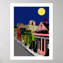 Luna Llena de New Orleans de la cabaña criolla Poster
