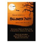 Luna Llena, palos y naranja espeluznante Halloween Invitaciones Personales
