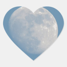 Luna Llena sobre el cielo azul Calcomanía Corazón Personalizadas