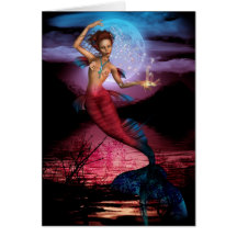 Luna mágica de la sirena tarjeton