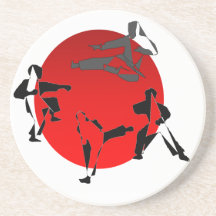 luna roja Japón del karate del práctico de costa Posavasos Diseño