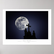 Luna sobre Cusco Cathederal, impresión de Perú Posters
