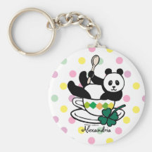 Lunar de la rotura de té de la panda de Kawaii Llaveros Personalizados