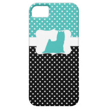 Lunar retro w/Yorkie iPhone 5 Cárcasa