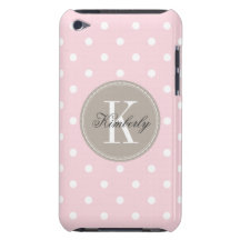 Lunar rosado con el monograma de color topo barely there iPod fundas