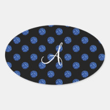Lunares azules del brillo del monograma calcomanía de óval personalizadas