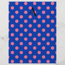 Lunares azules y rosados del monograma tarjeta publicitaria