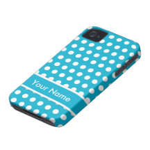 Lunares blancos azules de la aguamarina iPhone 4 Case-Mate cárcasas