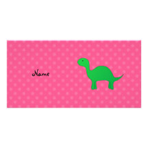 Lunares conocidos personalizados del rosa del dino plantilla para tarjeta de foto