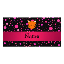 Lunares conocidos personalizados del rosa del negr tarjetas con fotos personalizadas