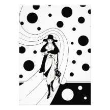 Lunares de la mujer de la moda del art déco del vi comunicados personalizados
