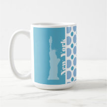 Lunares de los azules cielos; Nueva York, estatua  Taza
