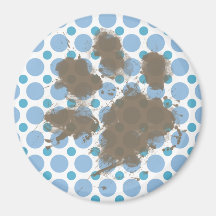 Lunares de los azules cielos; Pawprint fangoso Imán De Nevera