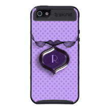Lunares de moda de la lila con la gema del monogra iPhone 5 protector
