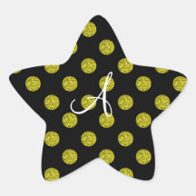 Lunares del brillo del amarillo del monograma colcomanias forma de estrellaes personalizadas