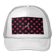 Lunares del brillo del rosa del monograma gorras