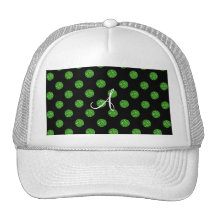 Lunares del brillo del verde del monograma gorras de camionero