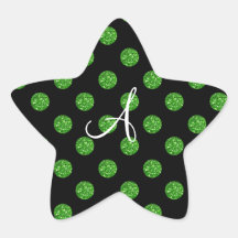 Lunares del brillo del verde del monograma colcomanias forma de estrellaes personalizadas