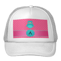 Lunares del rosa del búho del monograma gorro