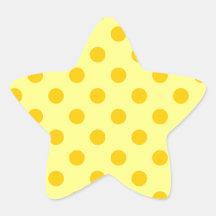 Lunares grandes - amarillo de la mandarina en amar pegatinas forma de estrella