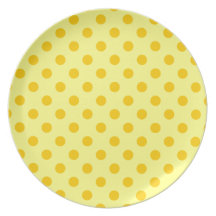 Lunares grandes - amarillo de la mandarina en amar plato de cena