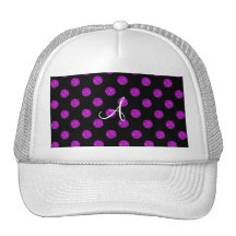 Lunares púrpuras del brillo del monograma gorros  
