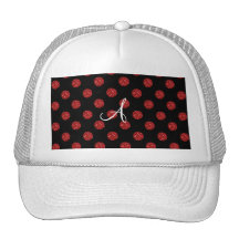 Lunares rojos del brillo del monograma gorro