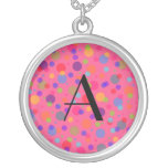 Lunares rosados del arco iris del monograma grimpolas personalizadas