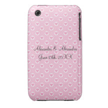 Lunares rosados del corazón que casan favores iPhone 3 Case-Mate fundas
